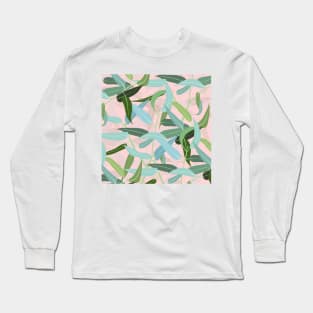 Eucalyptus Leaves Pink Design Long Sleeve T-Shirt